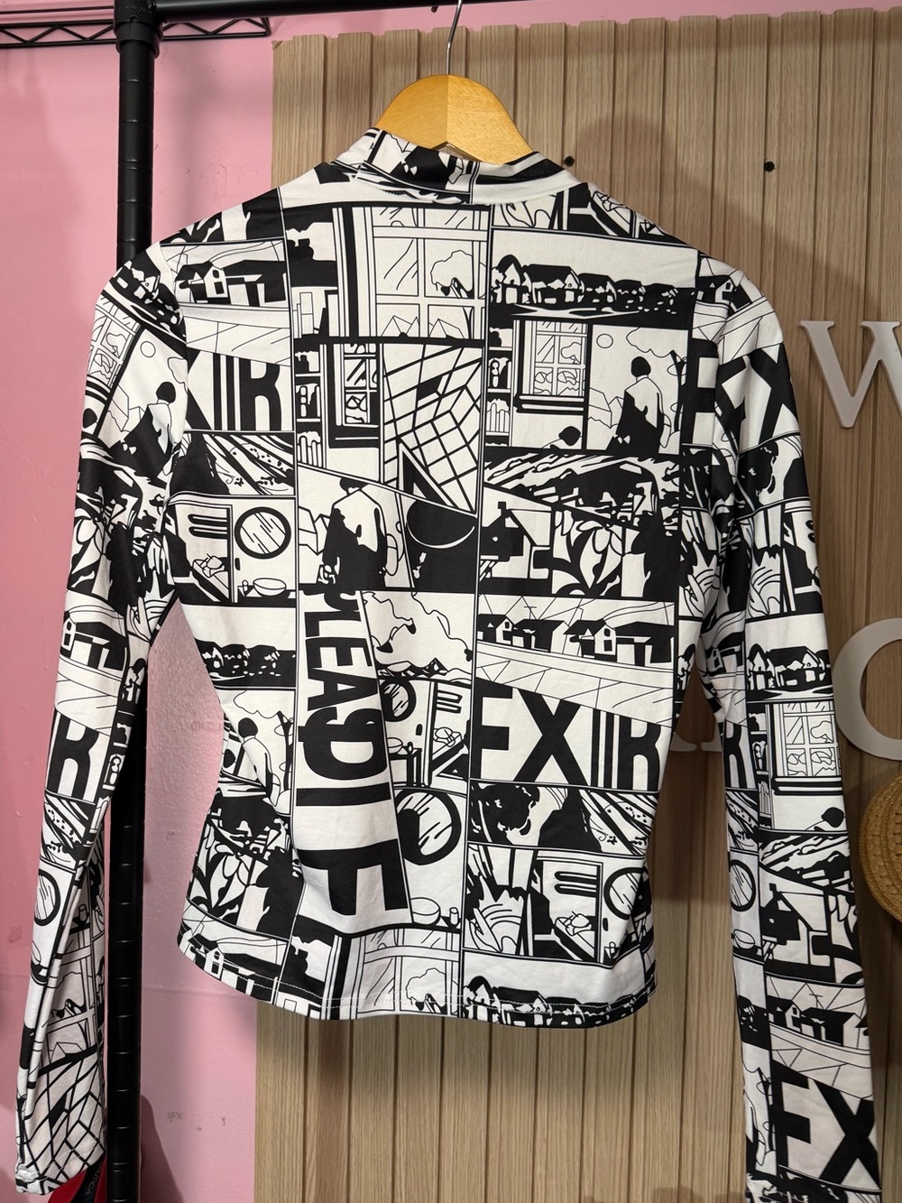 SHEIN Black and White Graphic Print Two-Piece Lounge Set - Picture 6 of 8